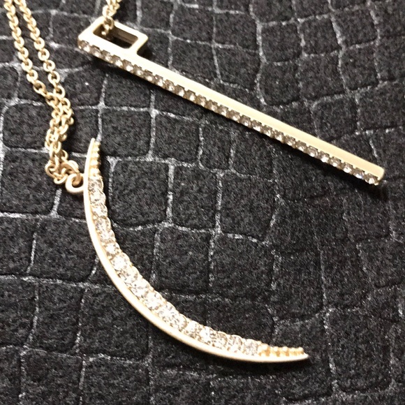 Gold Moon/Vertical Bar Necklace Duo - Picture 5 of 5